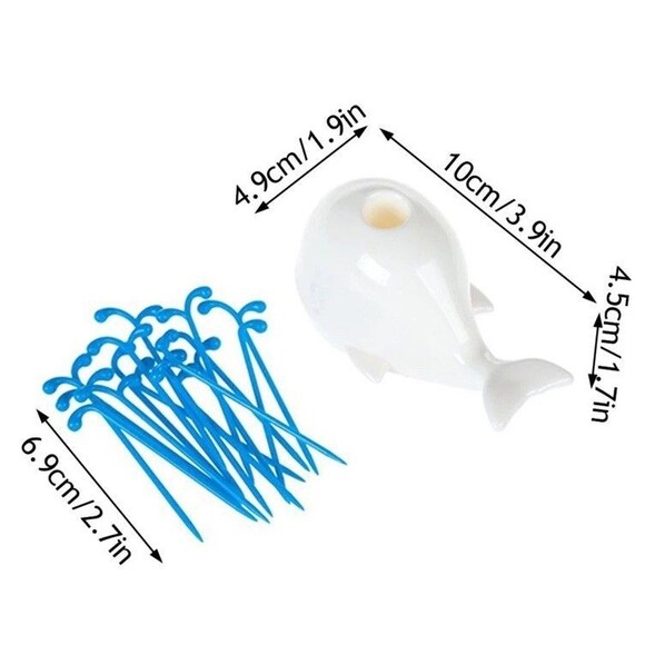 Whale Fountain Fruit Fork Set 16 Pieces W/ Base for Party Decor, Bar Supply, NEW - Picture 4 of 12